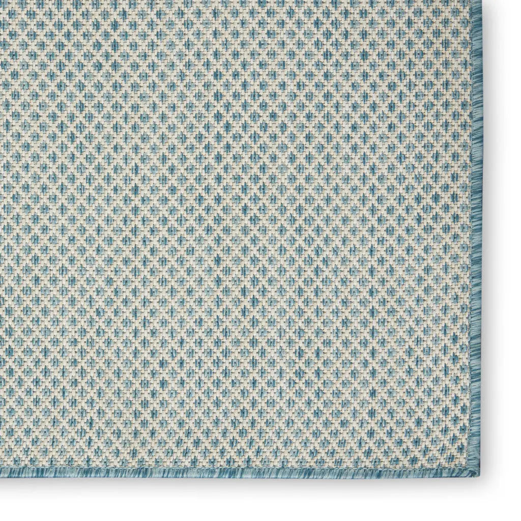 4' Blue Square Geometric Power Loom Area Rug Homeroots Outdoor