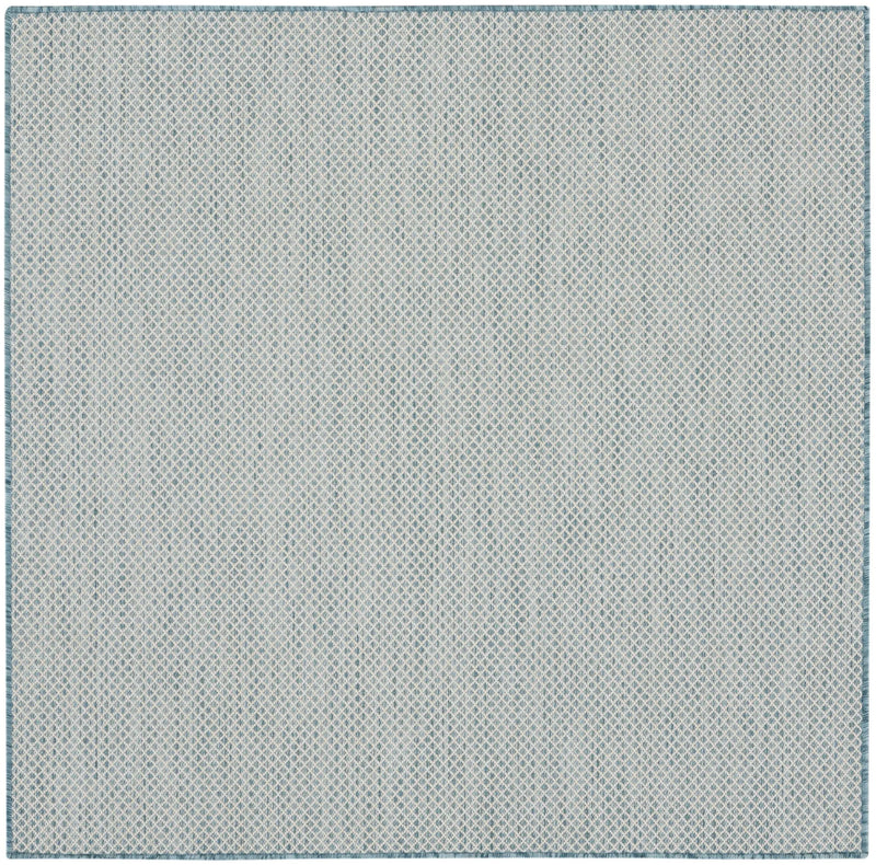 4' Blue Square Geometric Power Loom Area Rug Homeroots Outdoor