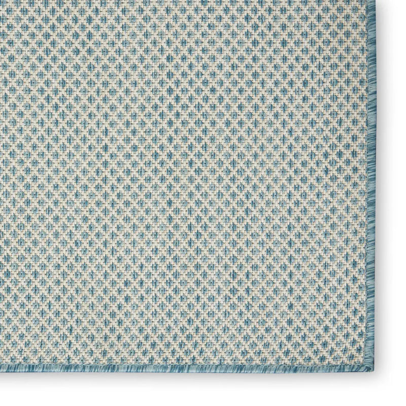 4' Blue Square Geometric Power Loom Area Rug Homeroots Outdoor