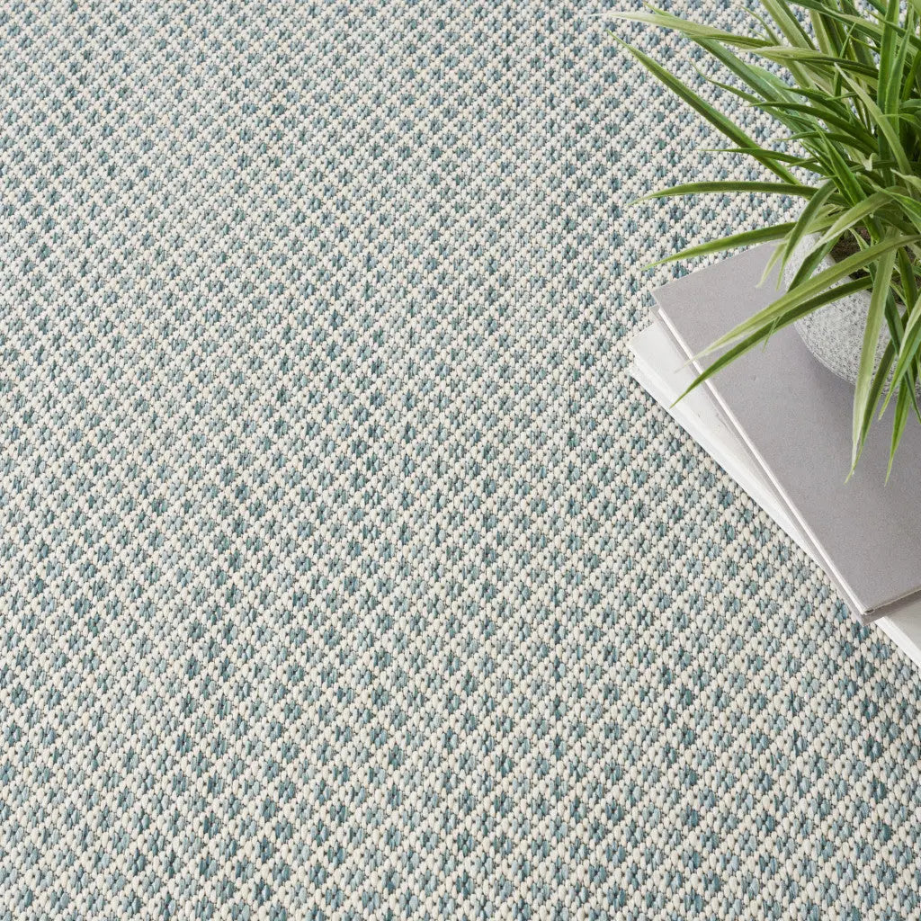 4' Blue Square Geometric Power Loom Area Rug Homeroots Outdoor