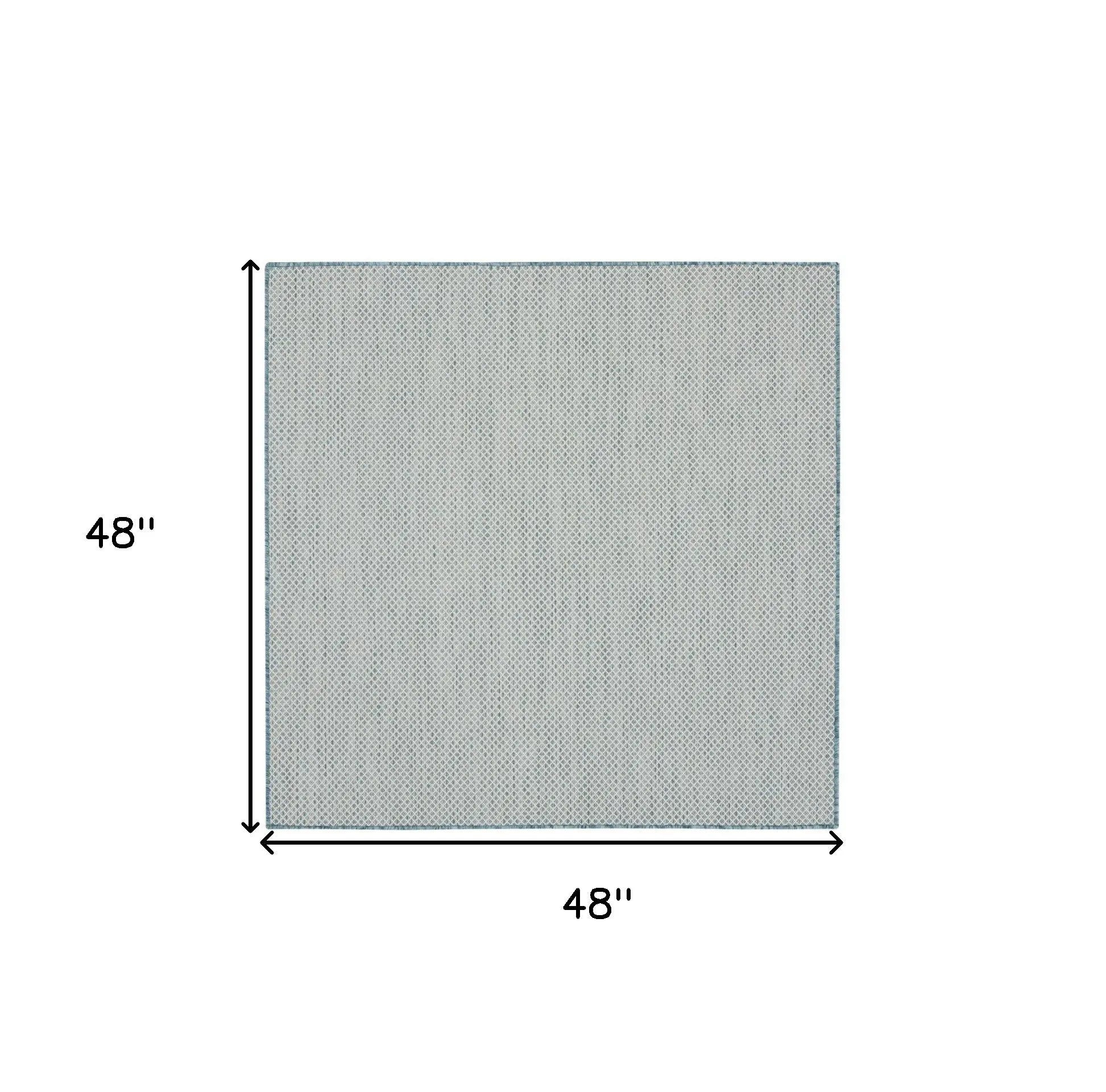 4' Blue Square Geometric Power Loom Area Rug Homeroots Outdoor