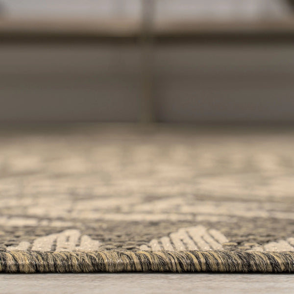 4' Brown And Beige Square Floral Indoor Outdoor Area Rug Homeroots Outdoor