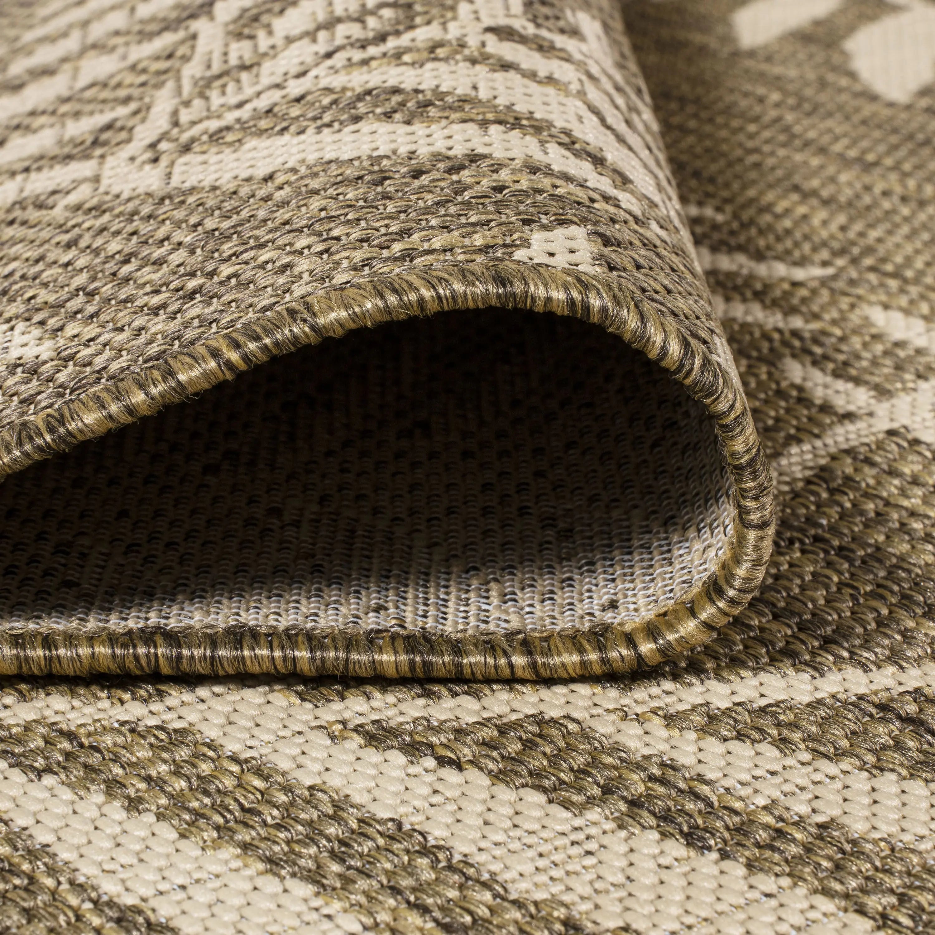 4' Brown And Beige Square Floral Indoor Outdoor Area Rug Homeroots Outdoor