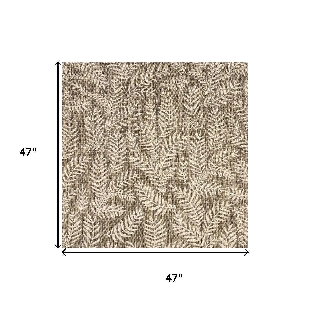4' Brown And Beige Square Floral Indoor Outdoor Area Rug Homeroots Outdoor