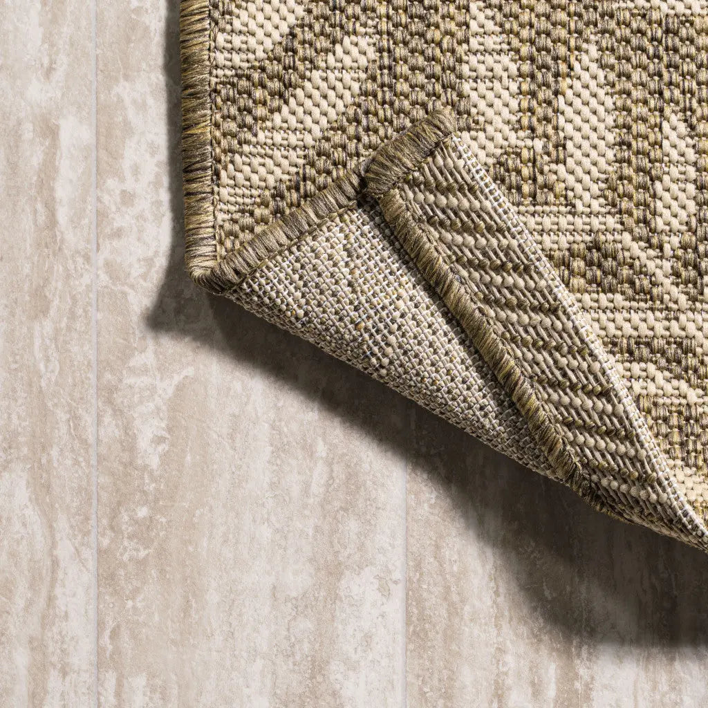 4' Brown And Beige Square Floral Indoor Outdoor Area Rug Homeroots Outdoor