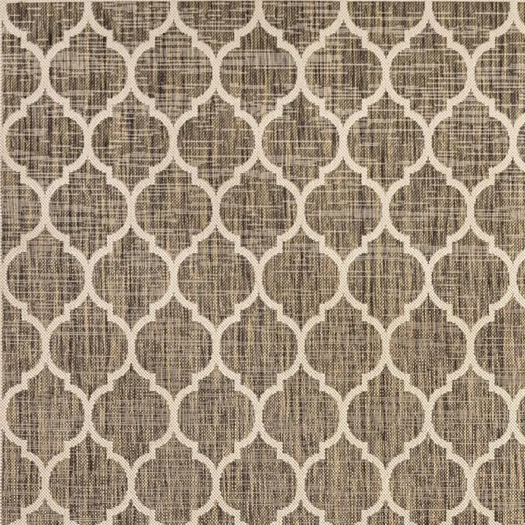 4' Brown And Beige Square Geometric Indoor Outdoor Area Rug - GreatEagleInc