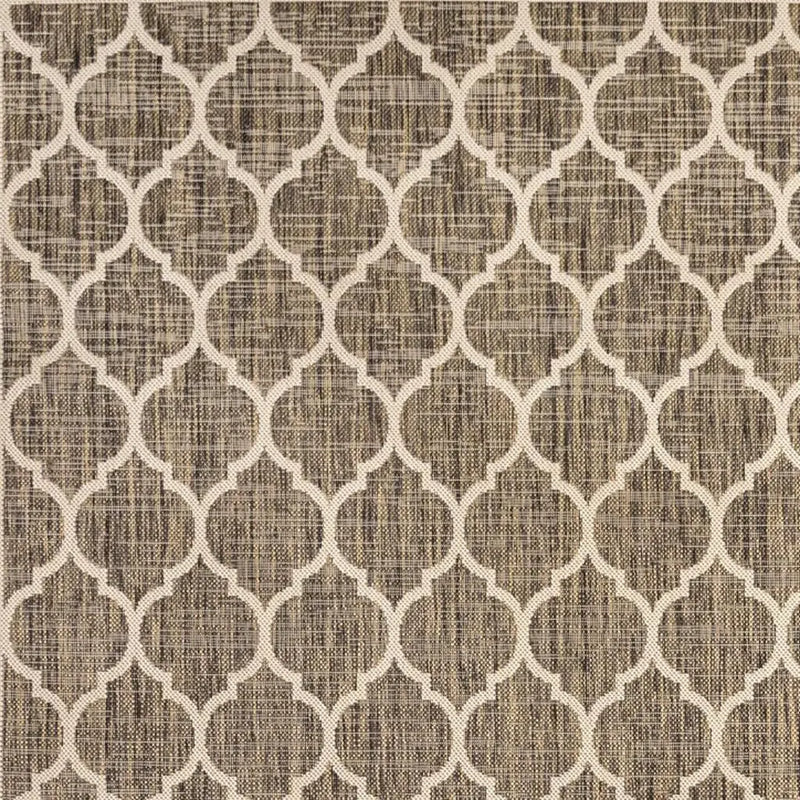4' Brown And Beige Square Geometric Indoor Outdoor Area Rug - GreatEagleInc