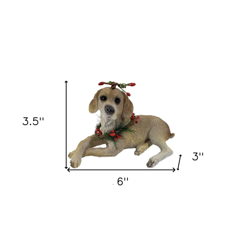 4" Brown Green And Red Polyresin Dog Christmas Figurine GreatEagleInc