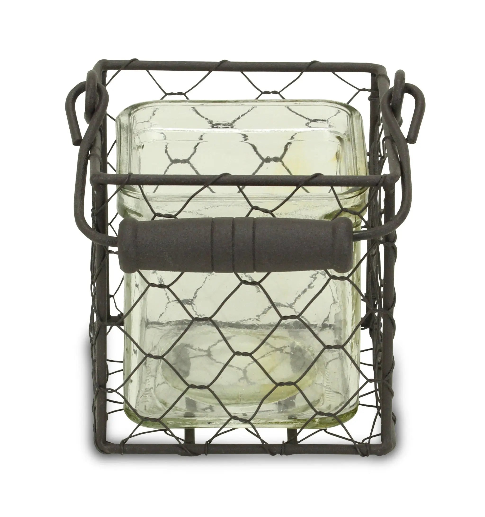 4" Clear and Brown Glass Tabletop Lantern Candle Holder Homeroots Home Decor