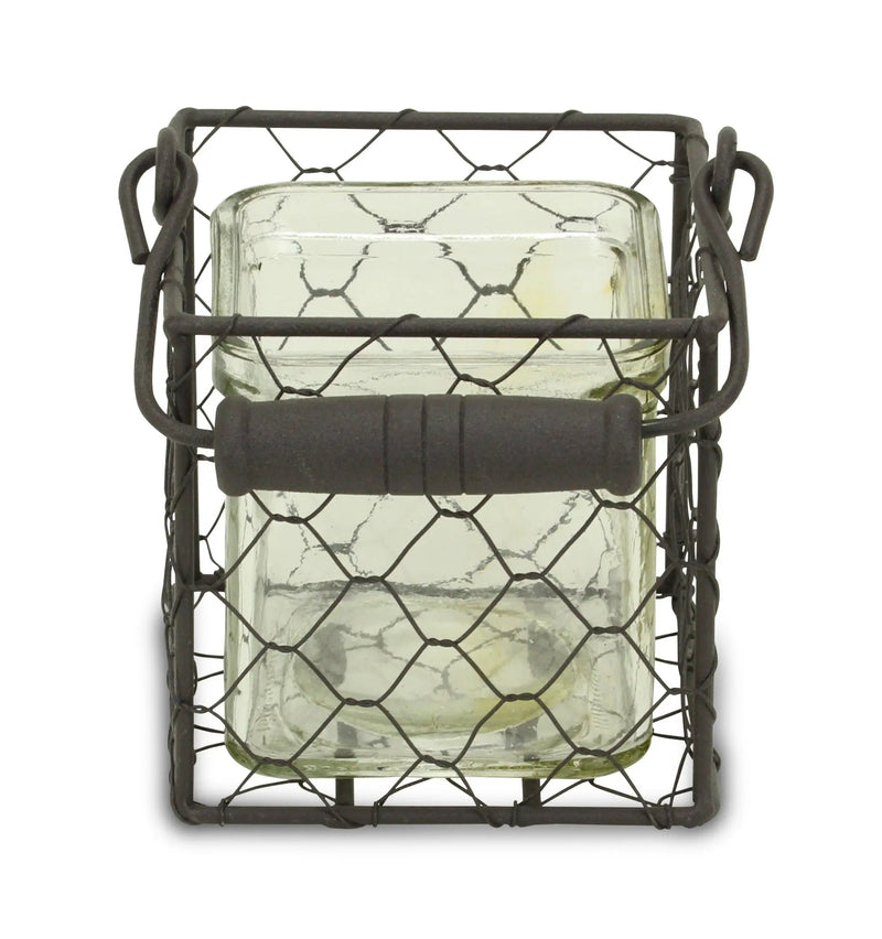 4" Clear and Brown Glass Tabletop Lantern Candle Holder Homeroots Home Decor
