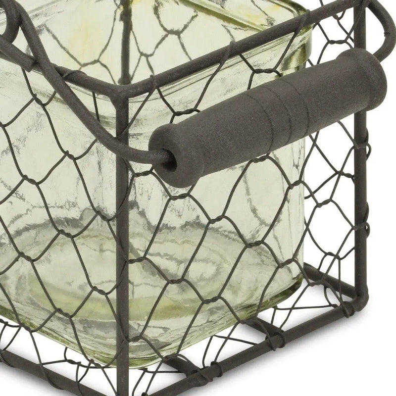 4" Clear and Brown Glass Tabletop Lantern Candle Holder Homeroots Home Decor