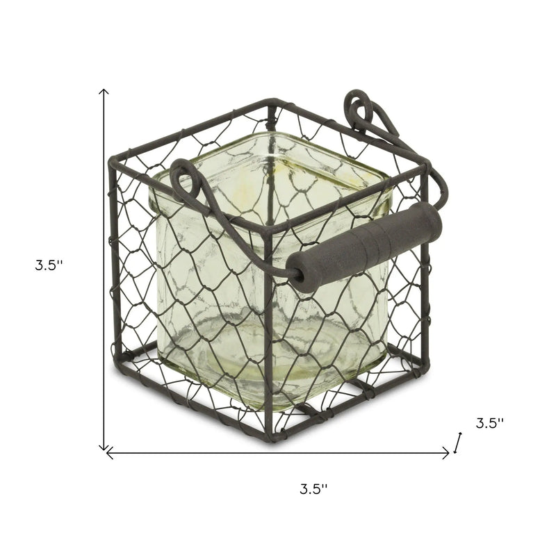 4" Clear and Brown Glass Tabletop Lantern Candle Holder Homeroots Home Decor
