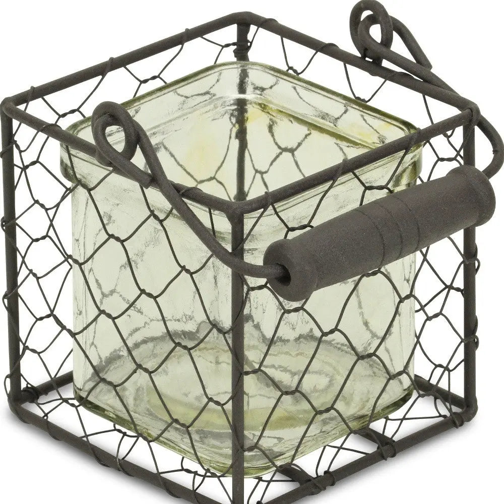 4" Clear and Brown Glass Tabletop Lantern Candle Holder Homeroots Home Decor
