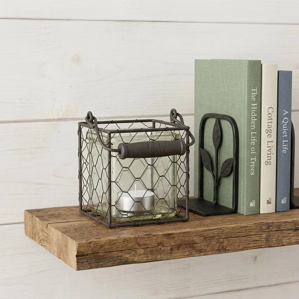 4" Clear and Brown Glass Tabletop Lantern Candle Holder Homeroots Home Decor