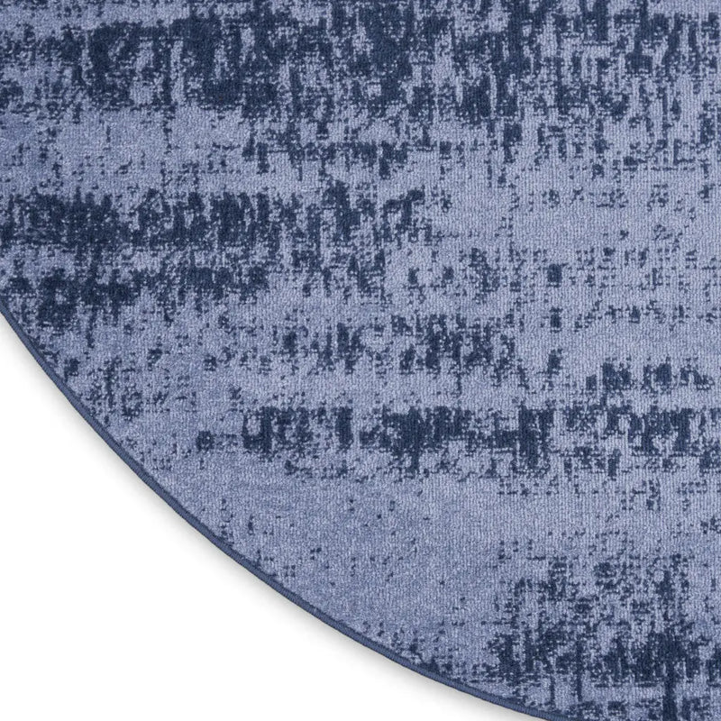 4' Denim Blue And Navy Blue Round Abstract Indoor Outdoor Area Rug Homeroots Outdoor