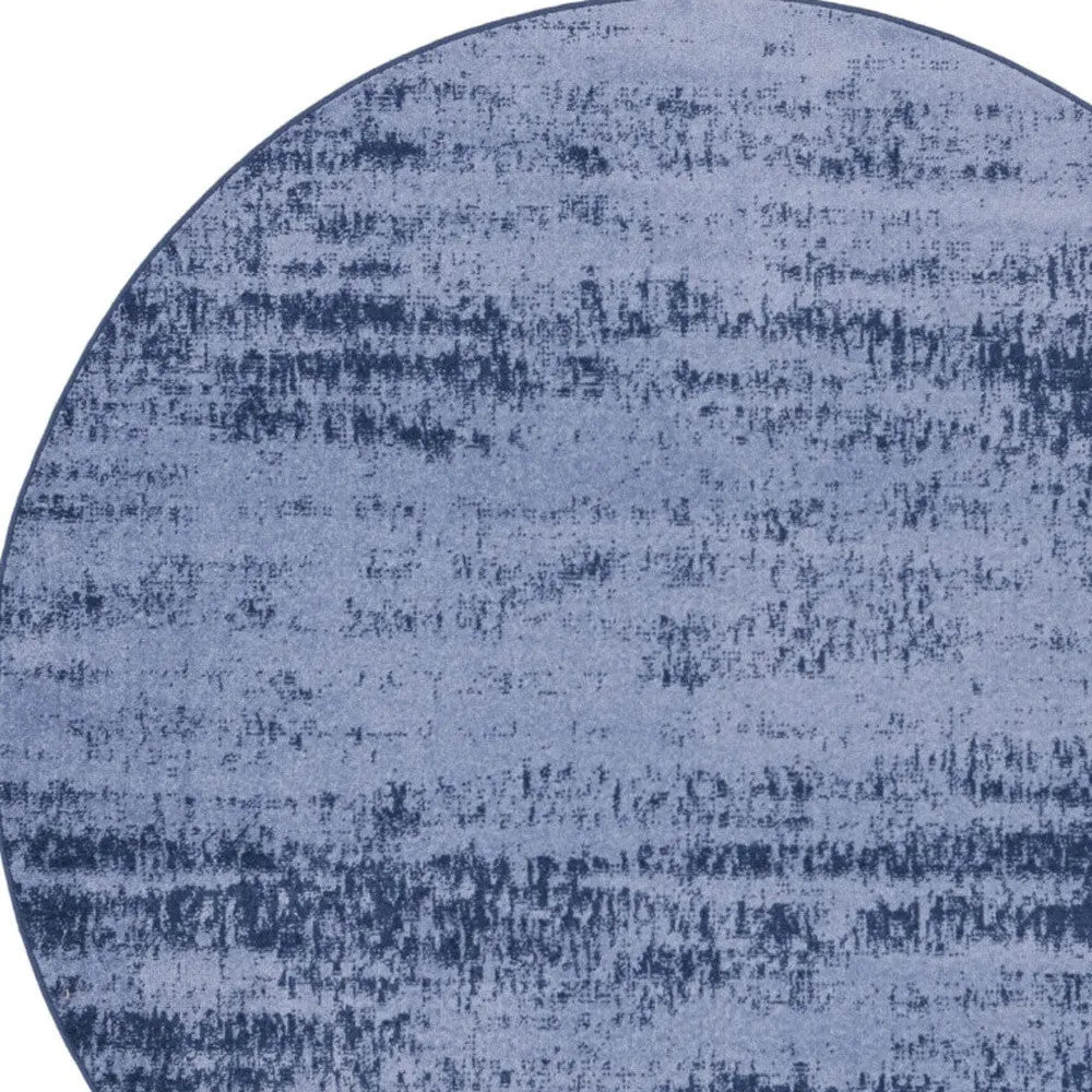 4' Denim Blue And Navy Blue Round Abstract Indoor Outdoor Area Rug Homeroots Outdoor