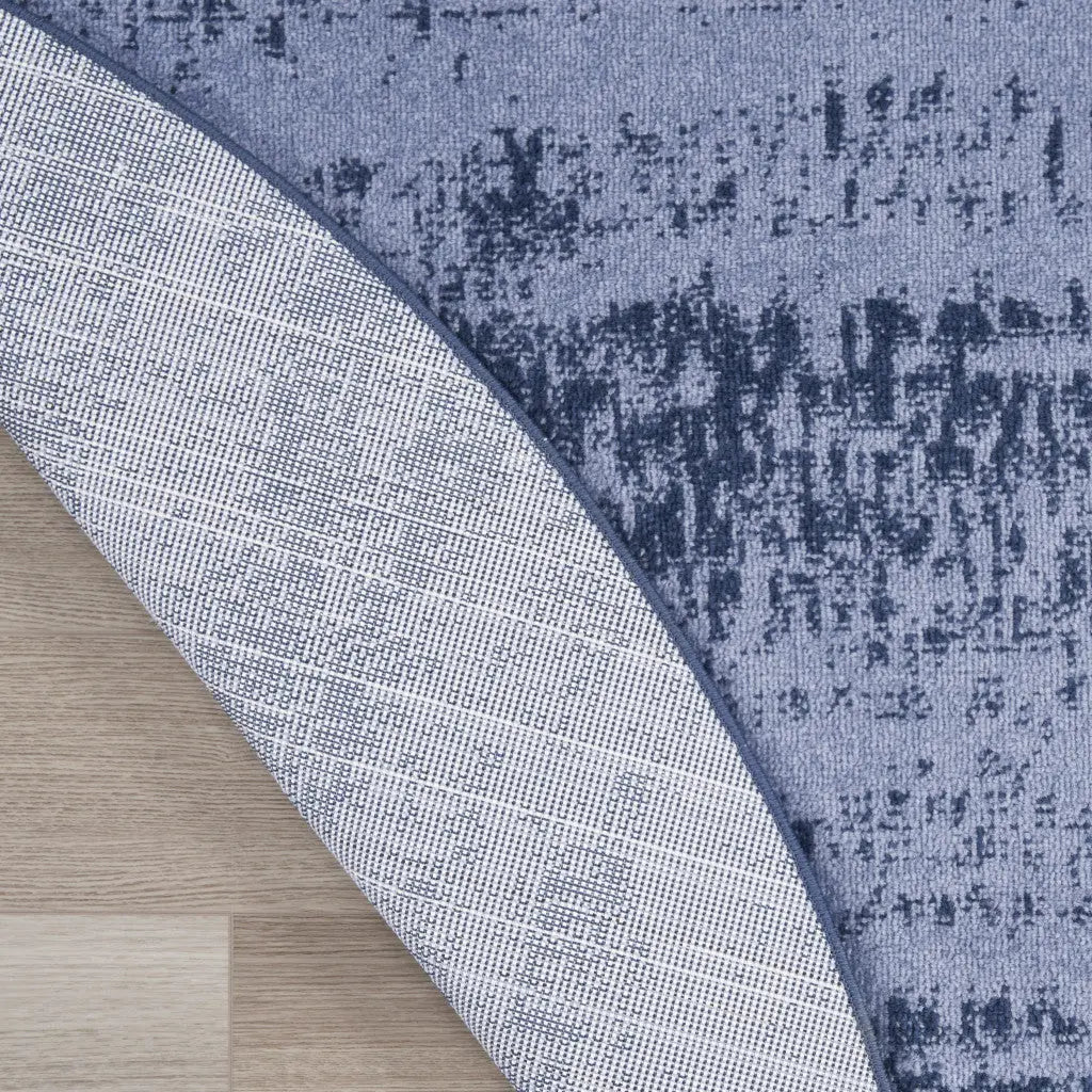 4' Denim Blue And Navy Blue Round Abstract Indoor Outdoor Area Rug Homeroots Outdoor