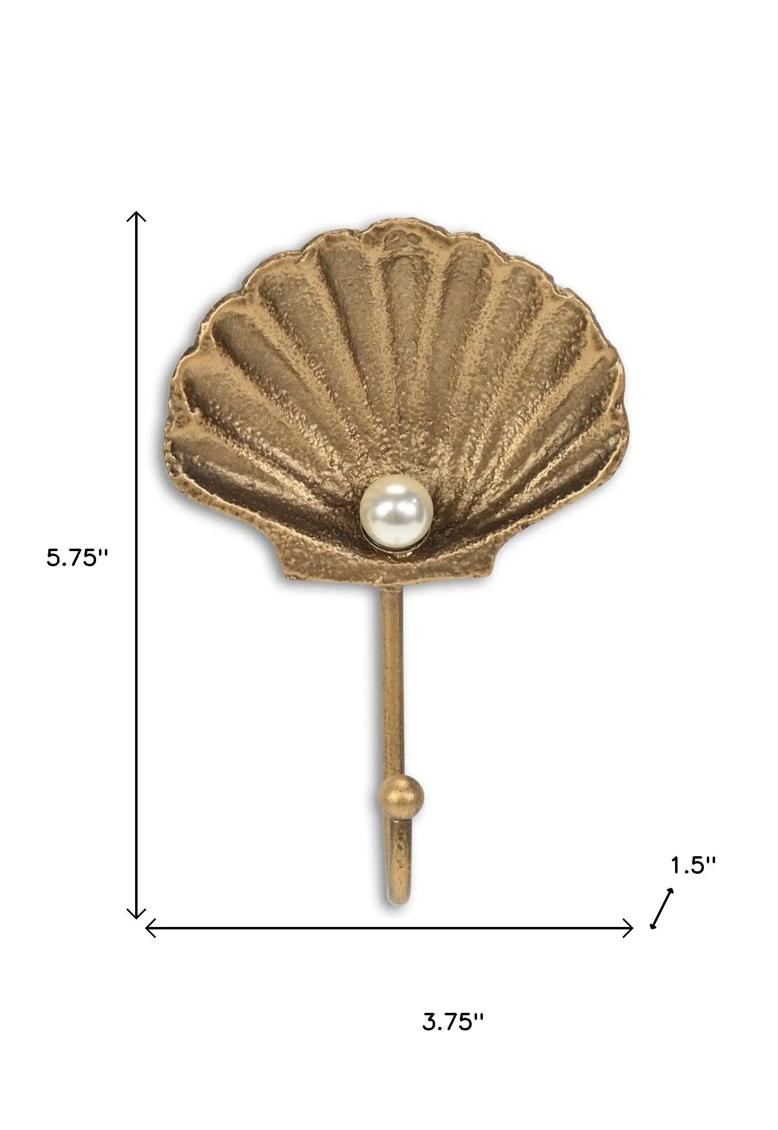 4" Gold Cast Iron Seashell Wall Hook Homeroots Organization