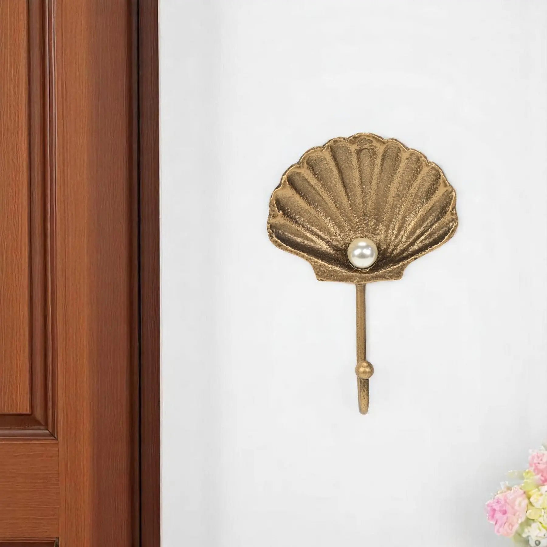 4" Gold Cast Iron Seashell Wall Hook Homeroots Organization