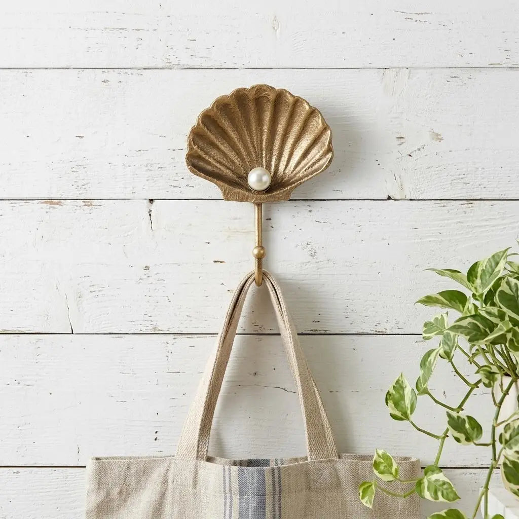 4" Gold Cast Iron Seashell Wall Hook Homeroots Organization