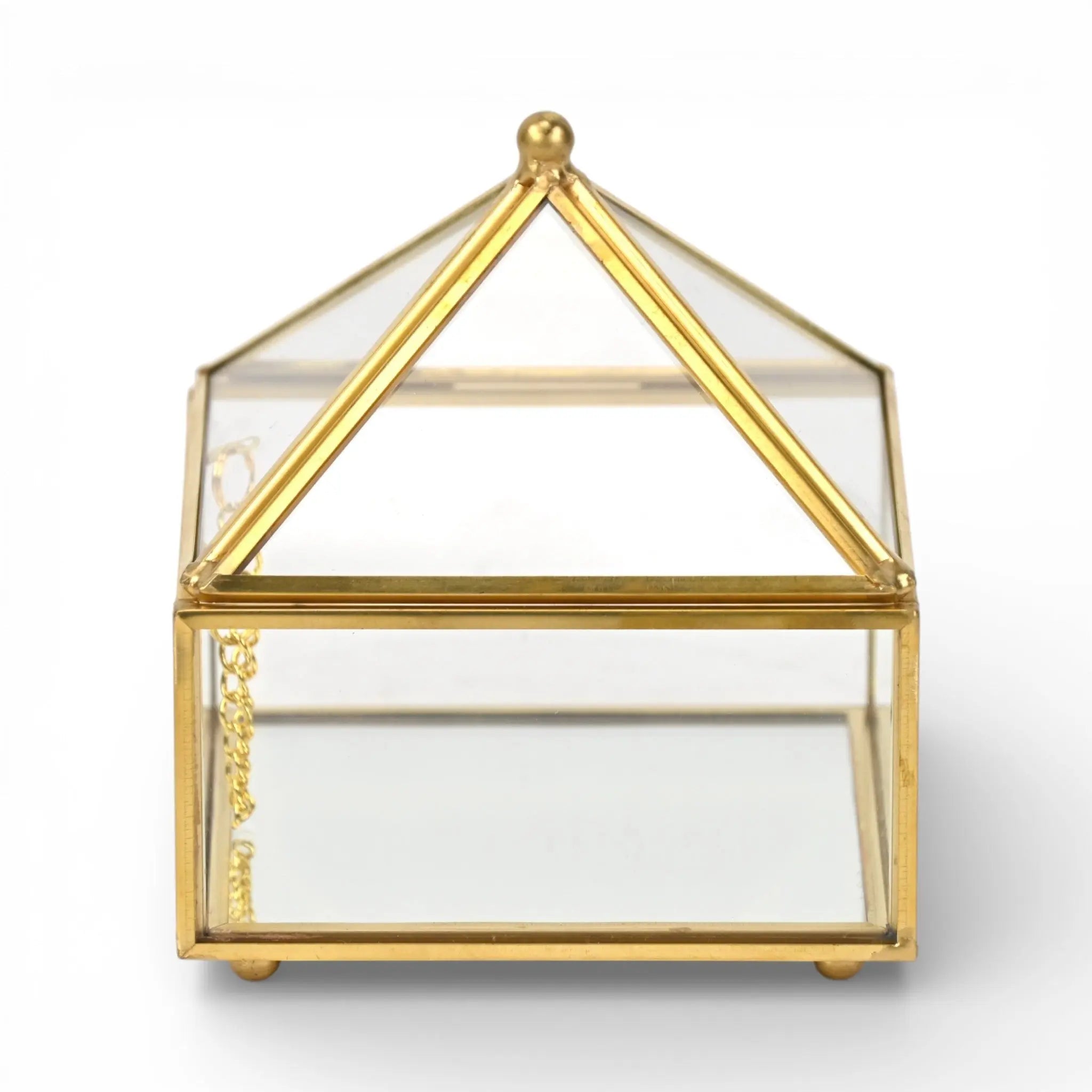 4" Gold Glass Mirrored Accessory Box With Metal Accents Homeroots Organization