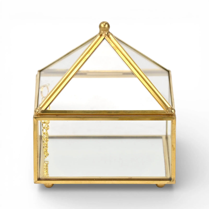 4" Gold Glass Mirrored Accessory Box With Metal Accents Homeroots Organization