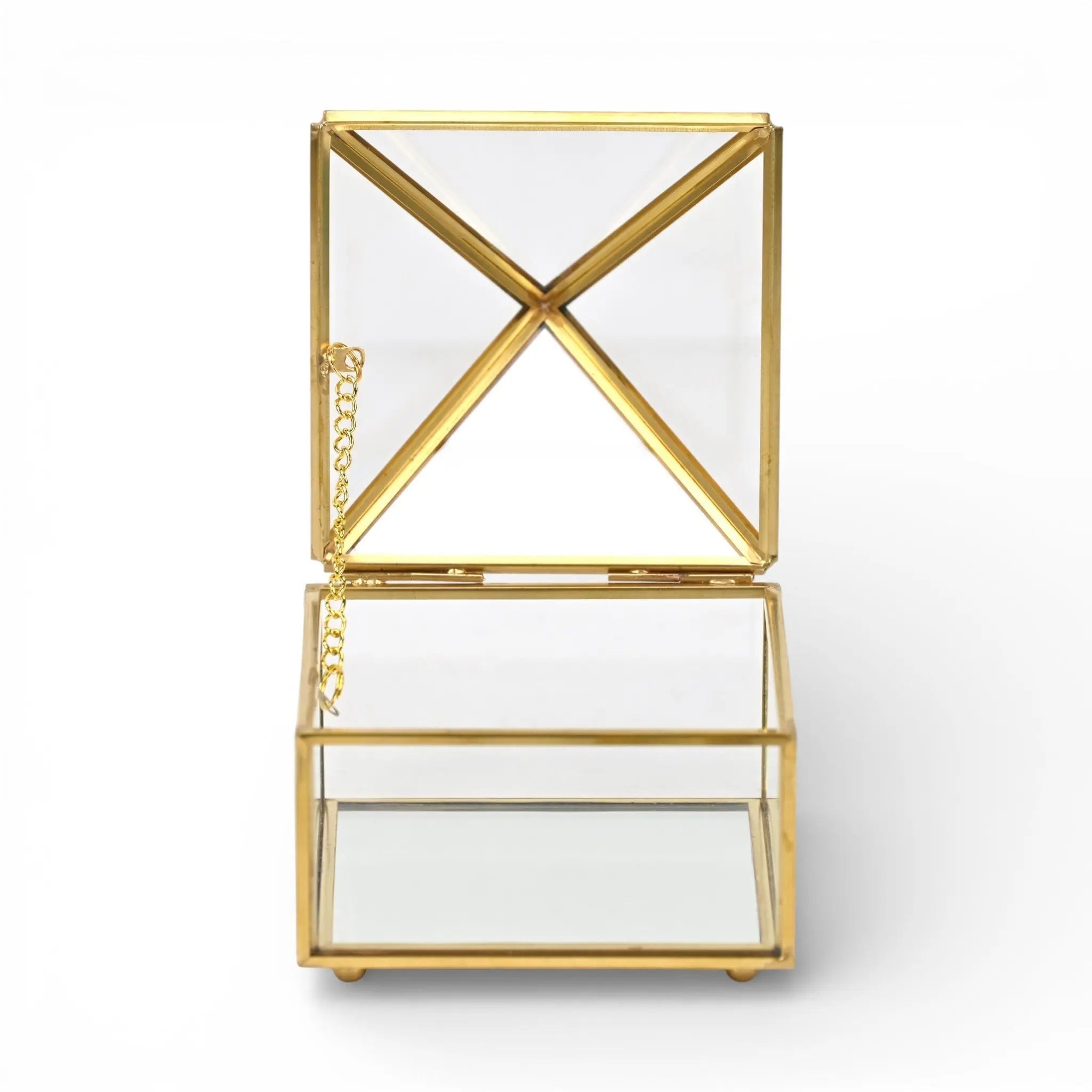 4" Gold Glass Mirrored Accessory Box With Metal Accents Homeroots Organization