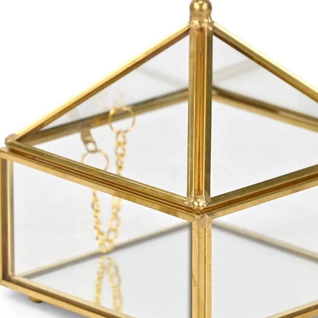 4" Gold Glass Mirrored Accessory Box With Metal Accents Homeroots Organization