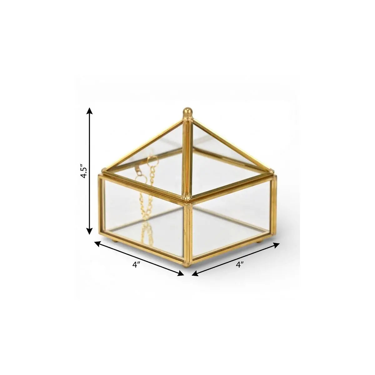 4" Gold Glass Mirrored Accessory Box With Metal Accents Homeroots Organization
