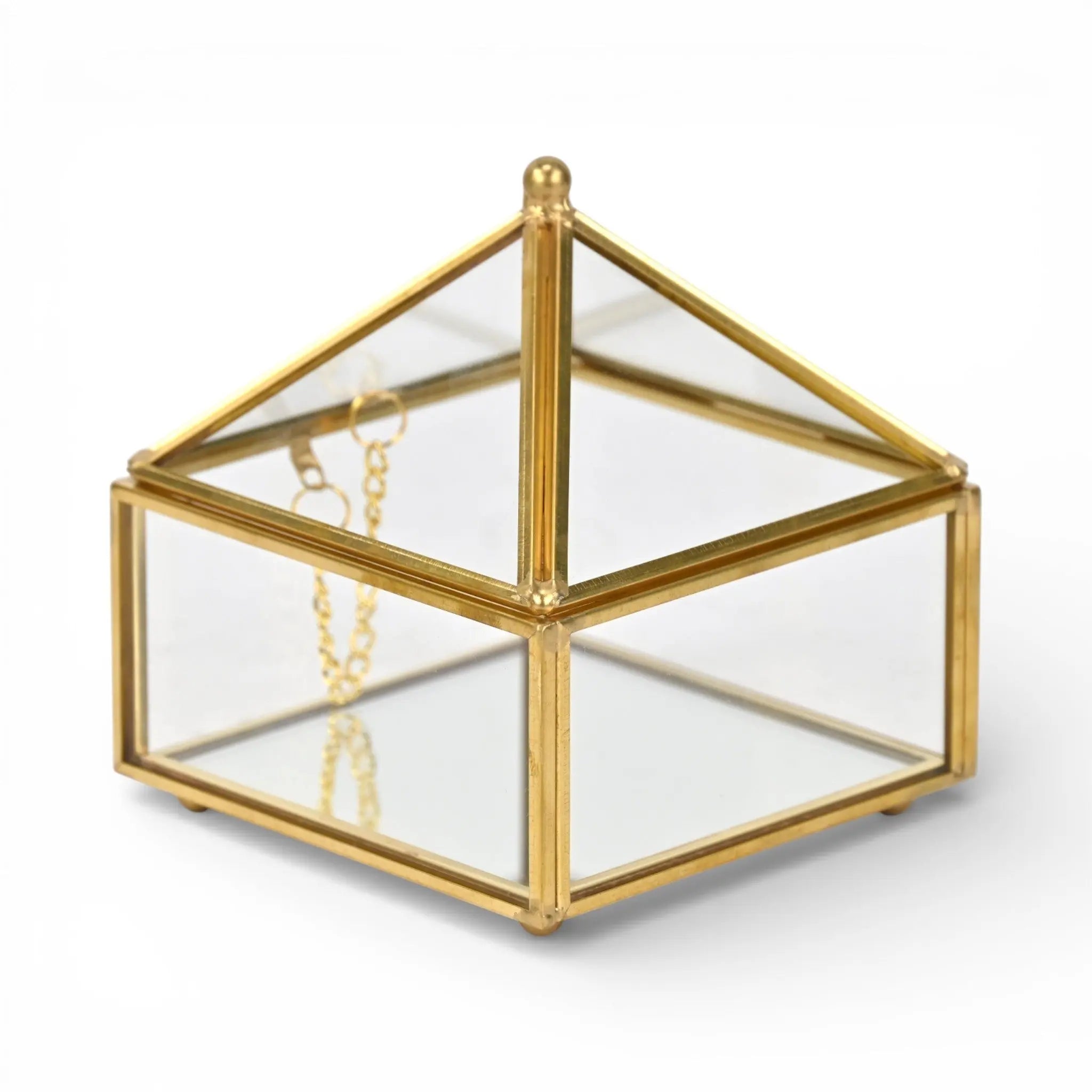 4" Gold Glass Mirrored Accessory Box With Metal Accents Homeroots Organization