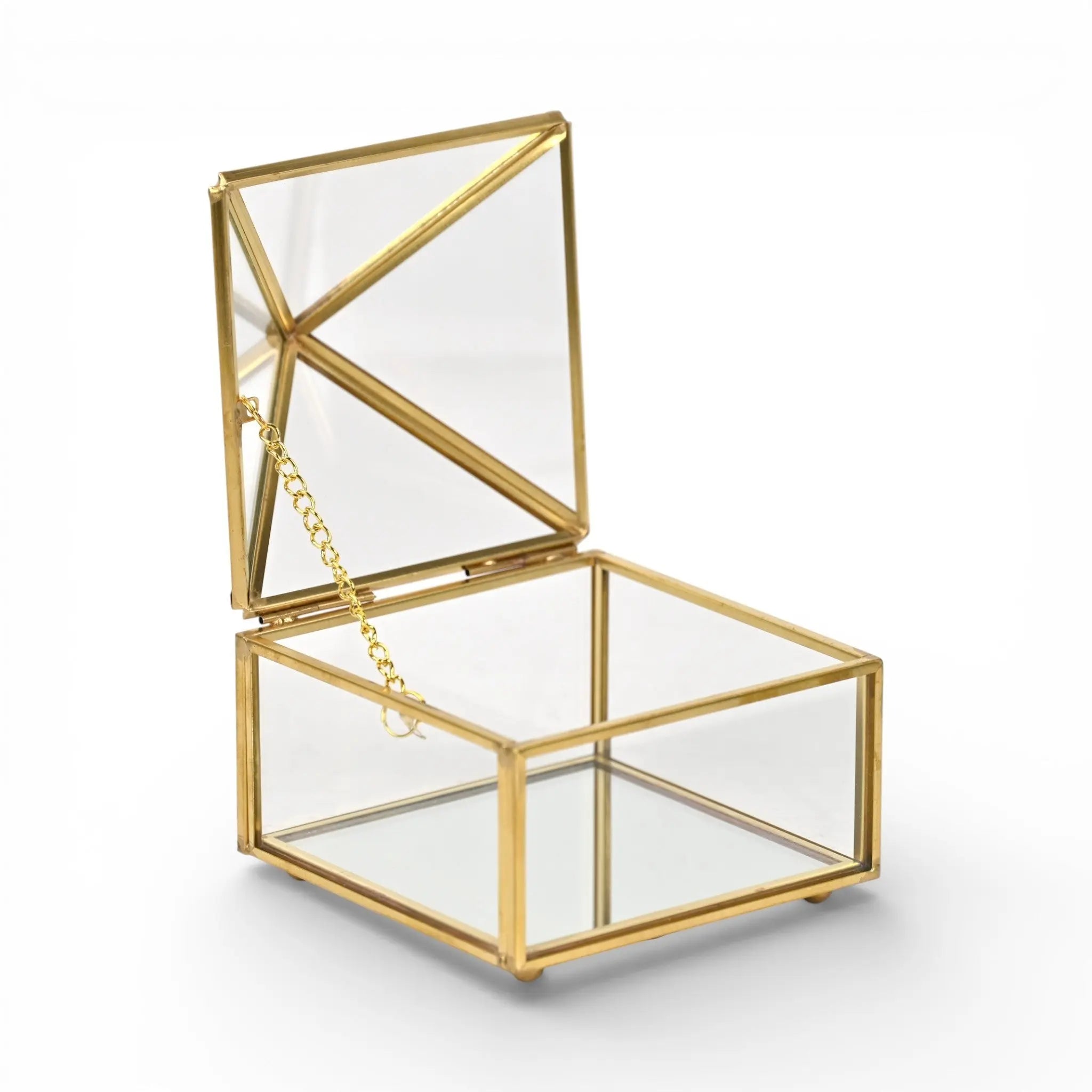 4" Gold Glass Mirrored Accessory Box With Metal Accents Homeroots Organization