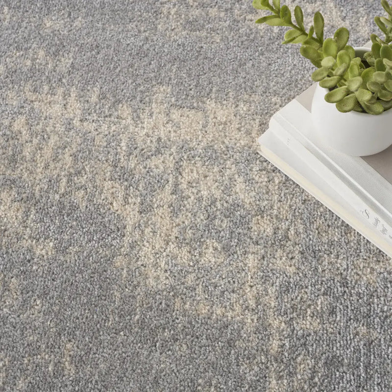 4' Gray And Beige Round Abstract Indoor Outdoor Area Rug Homeroots Outdoor