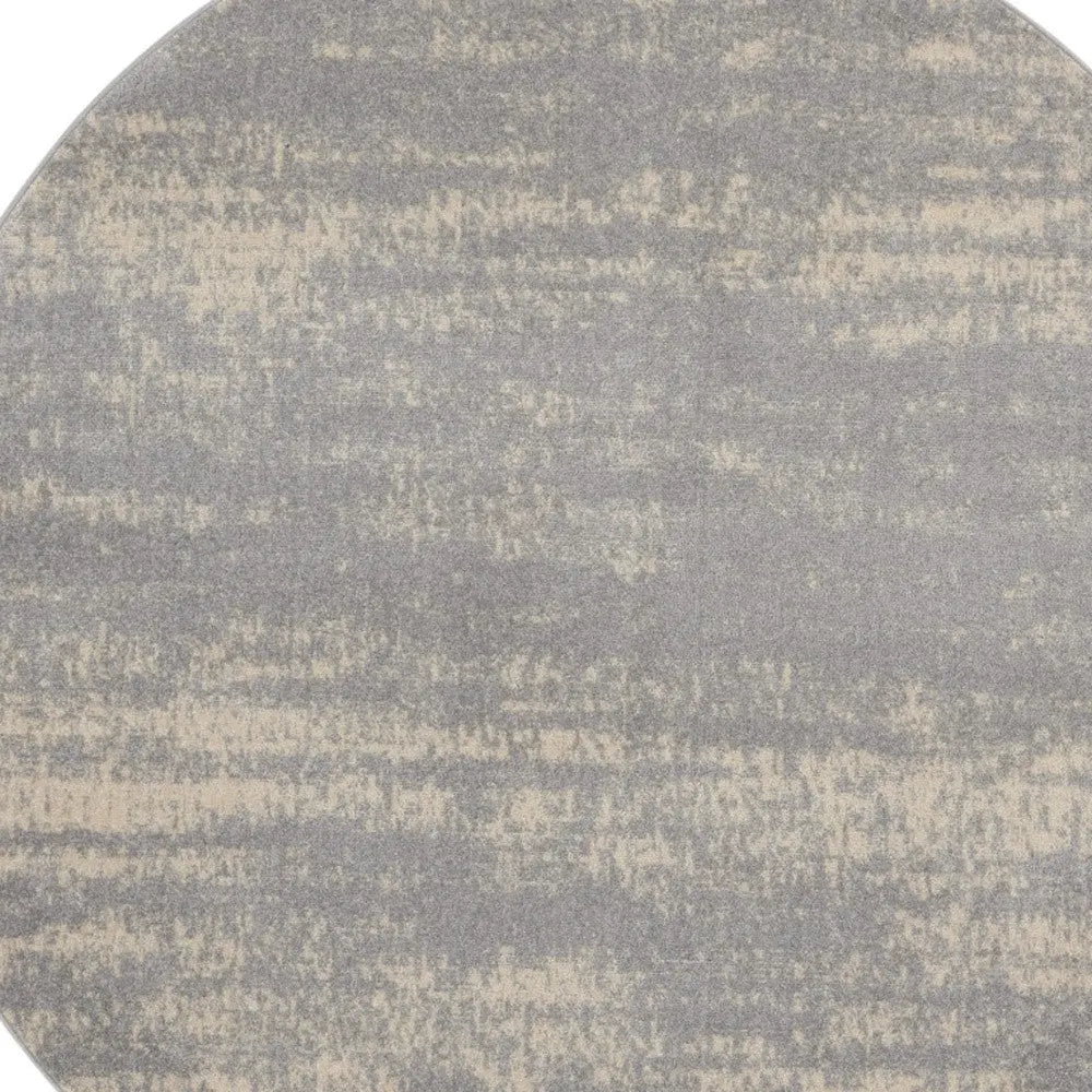 4' Gray And Beige Round Abstract Indoor Outdoor Area Rug Homeroots Outdoor