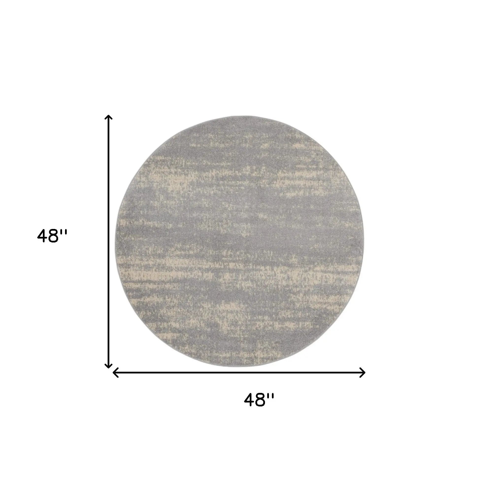 4' Gray And Beige Round Abstract Indoor Outdoor Area Rug Homeroots Outdoor