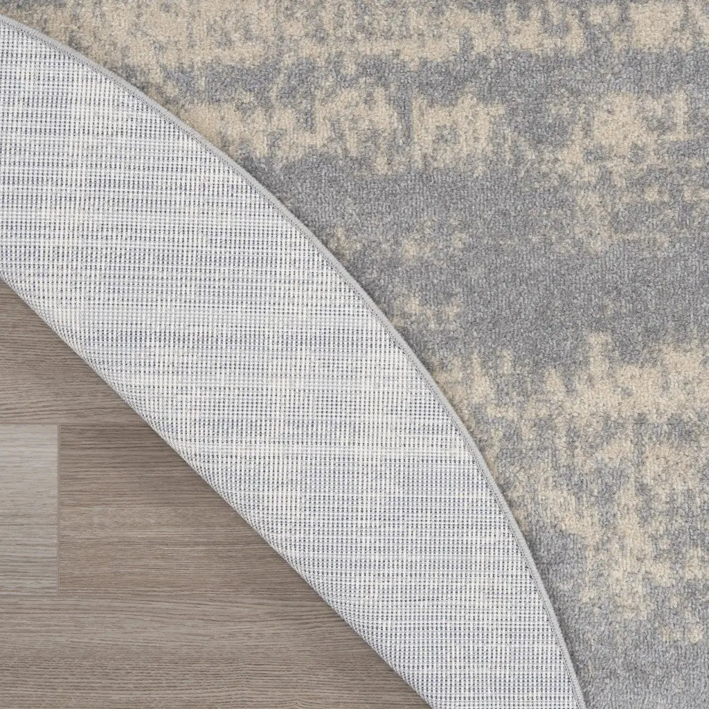 4' Gray And Beige Round Abstract Indoor Outdoor Area Rug Homeroots Outdoor