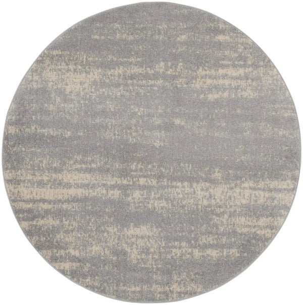 4' Gray And Beige Round Abstract Indoor Outdoor Area Rug Homeroots Outdoor