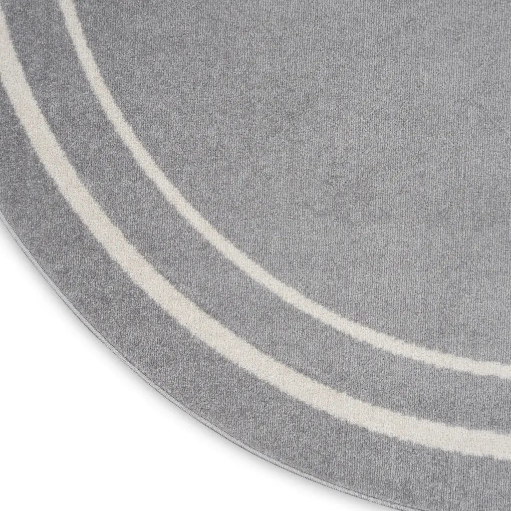 4' Gray And Ivory Round Indoor Outdoor Area Rug Homeroots Outdoor