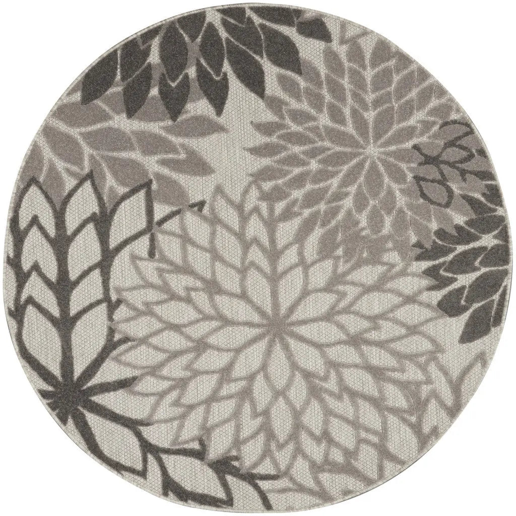 4' Gray Round Indoor Outdoor Area Rug Homeroots Outdoor