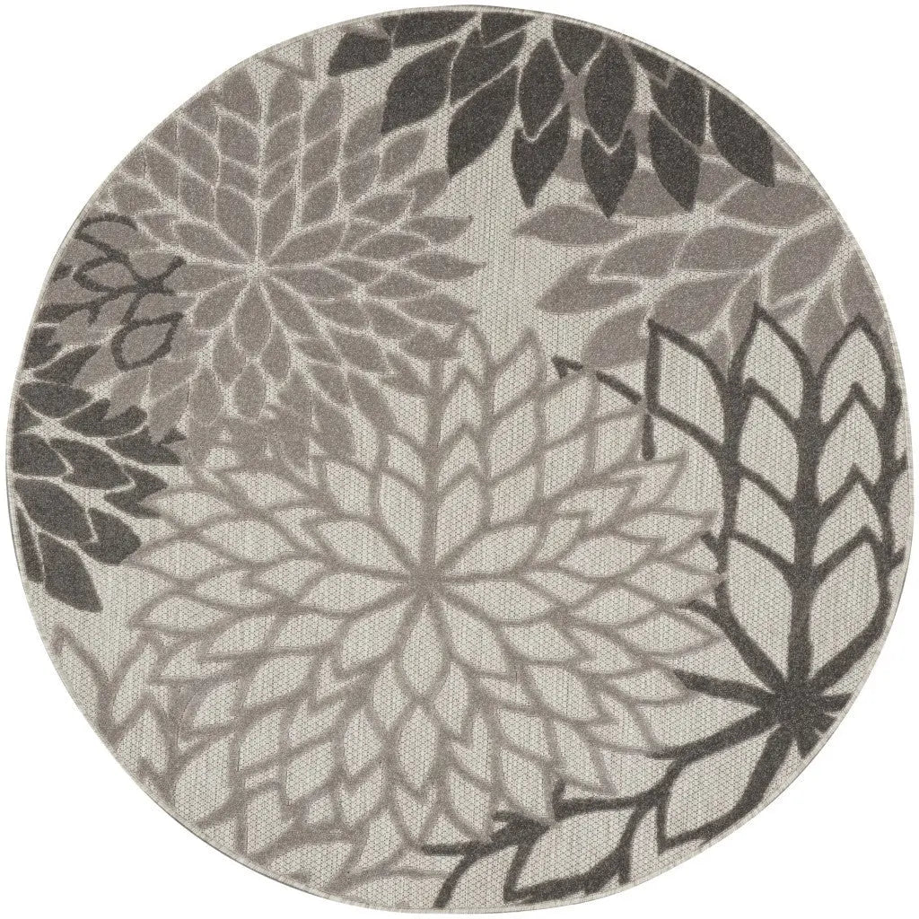 4' Gray Round Indoor Outdoor Area Rug Homeroots Outdoor