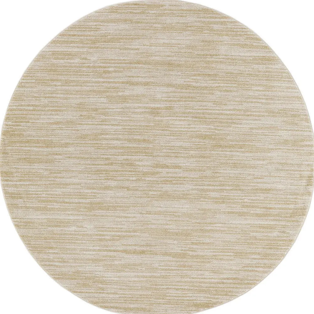 4' Ivory And Gold Round Abstract Indoor Outdoor Area Rug Homeroots Outdoor