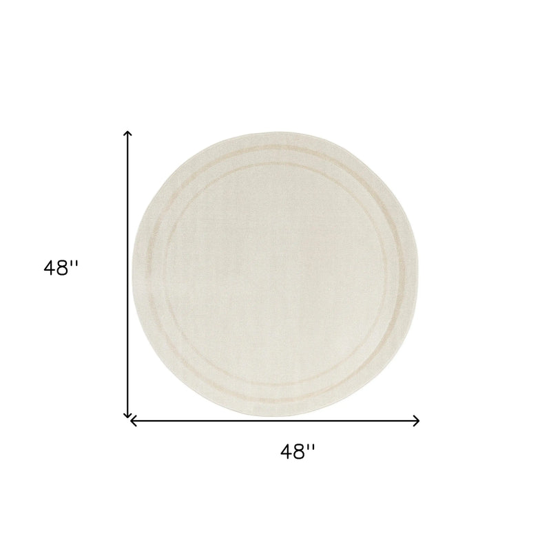 4' Ivory And Gold Round Indoor Outdoor Area Rug Homeroots Outdoor