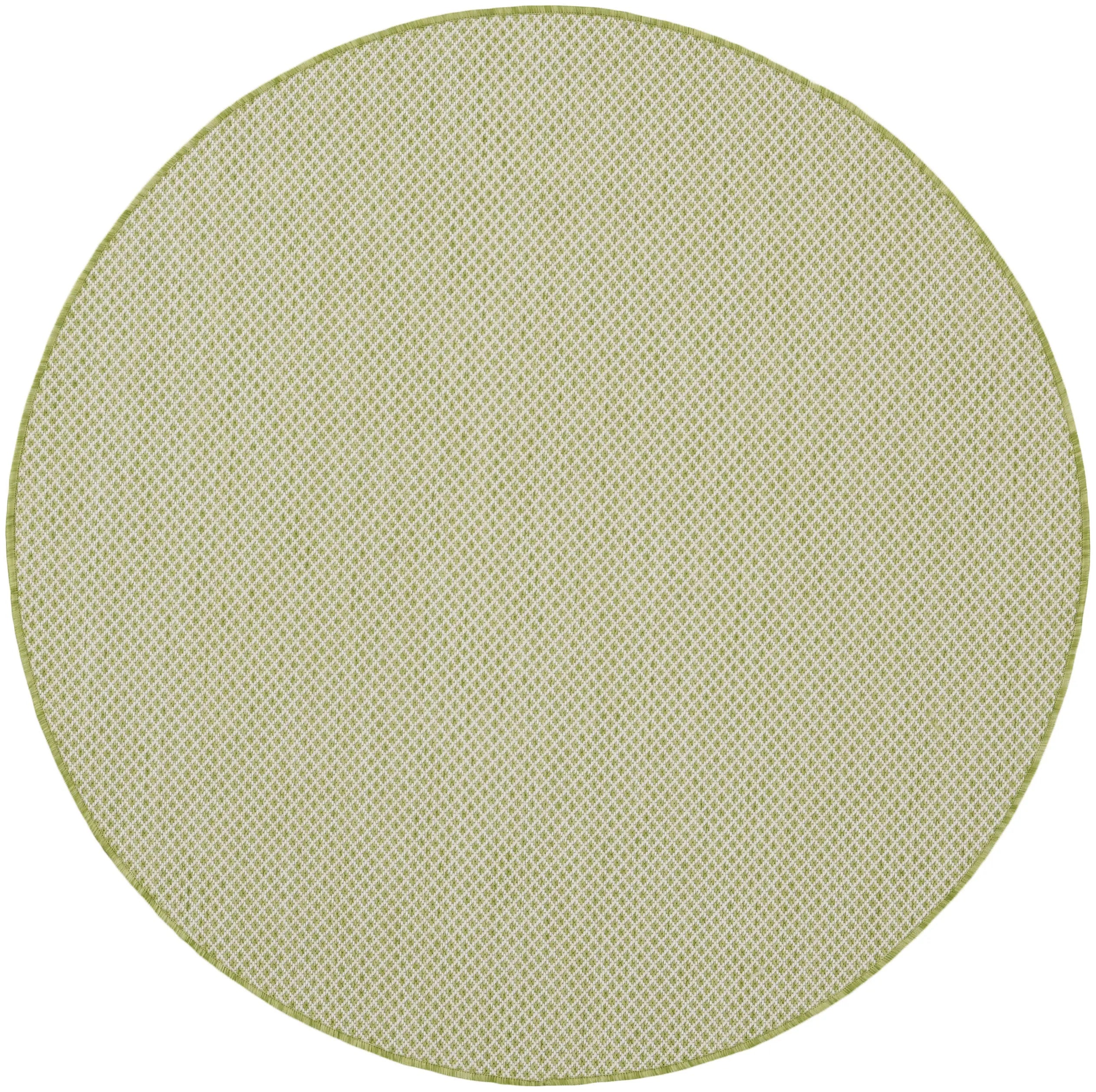 4' Ivory And Green Round Geometric Indoor Outdoor Area Rug Homeroots Outdoor