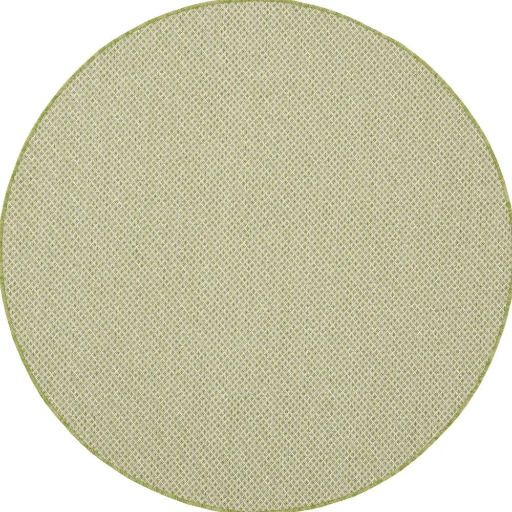 4' Ivory And Green Round Geometric Indoor Outdoor Area Rug Homeroots Outdoor