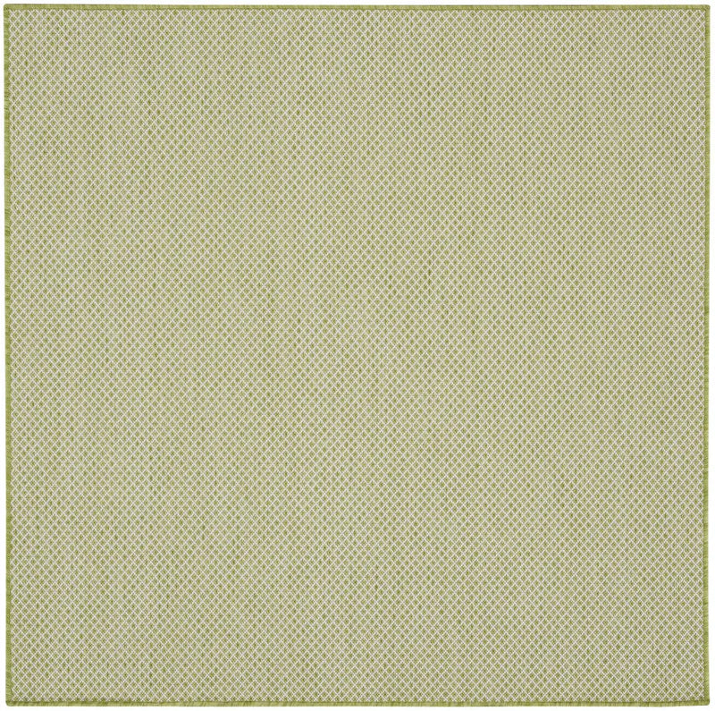 4' Ivory And Green Square Geometric Indoor Outdoor Area Rug Homeroots Outdoor