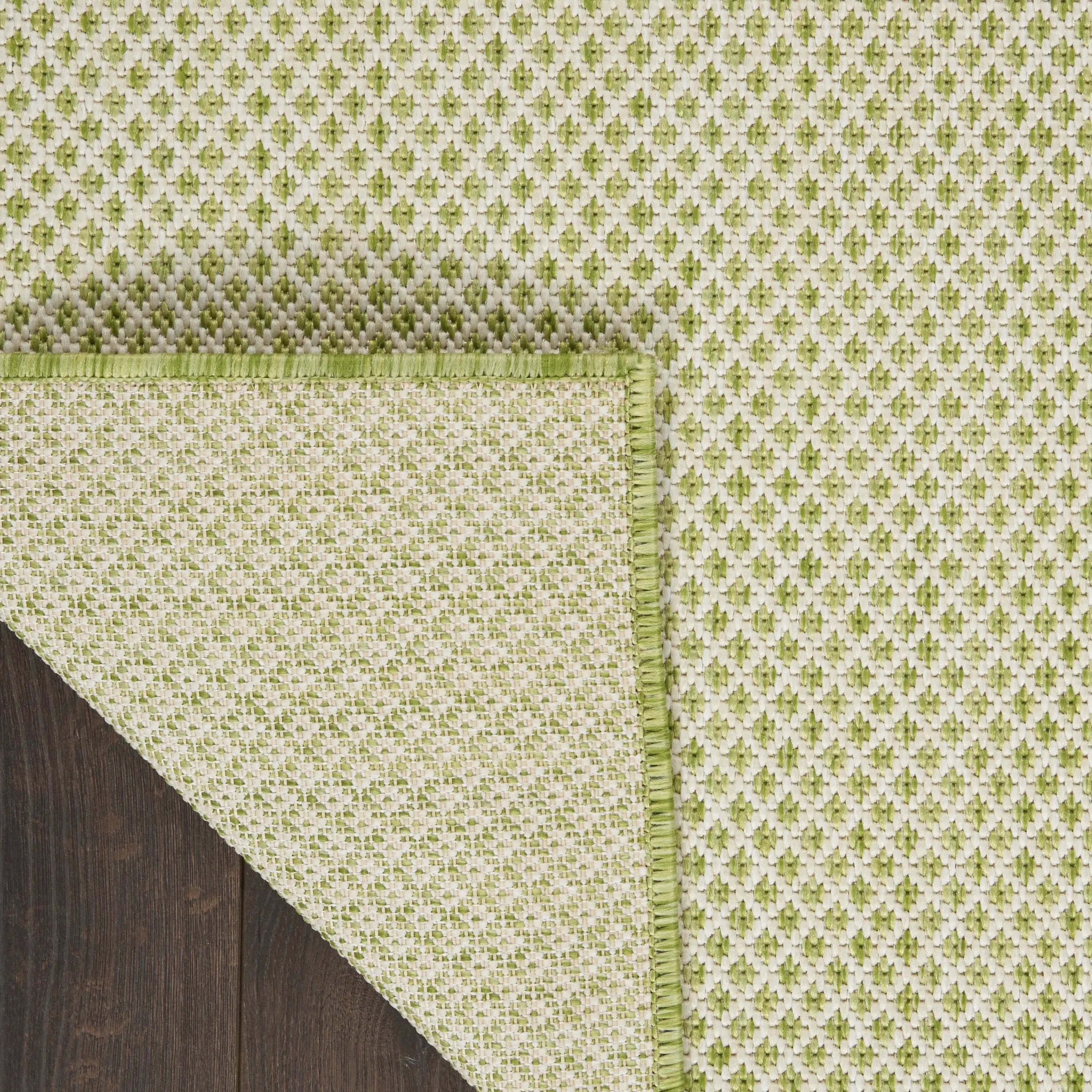 4' Ivory And Green Square Geometric Indoor Outdoor Area Rug Homeroots Outdoor