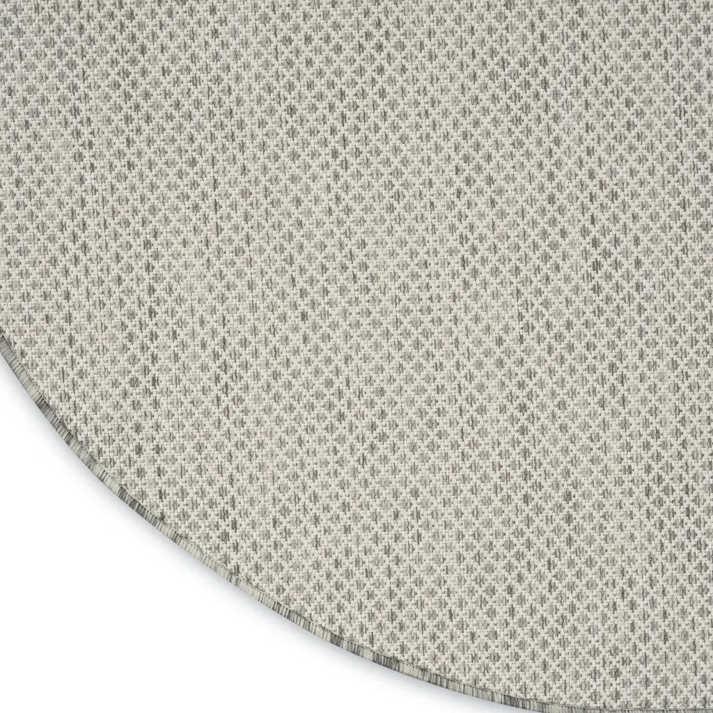 4' Ivory And Silver Round Geometric Indoor Outdoor Area Rug Homeroots Outdoor