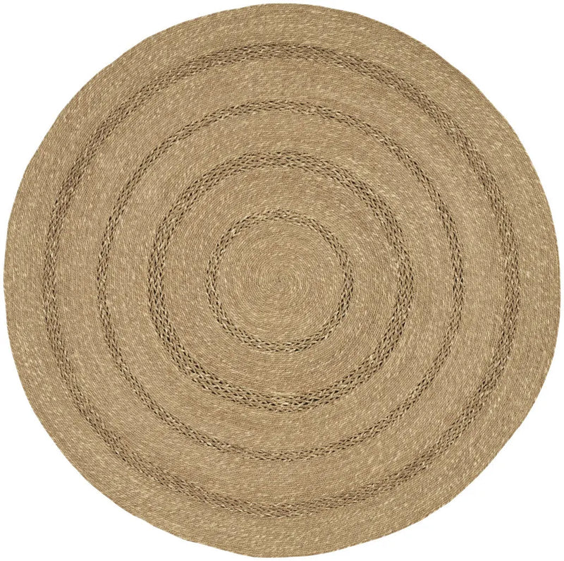 4' Natural And Brown Round Handmade Indoor Outdoor Area Rug Homeroots Outdoor