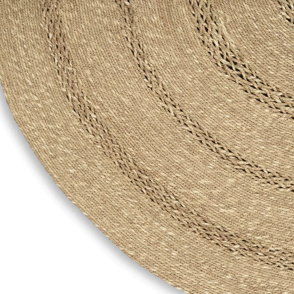 4' Natural And Brown Round Handmade Indoor Outdoor Area Rug Homeroots Outdoor