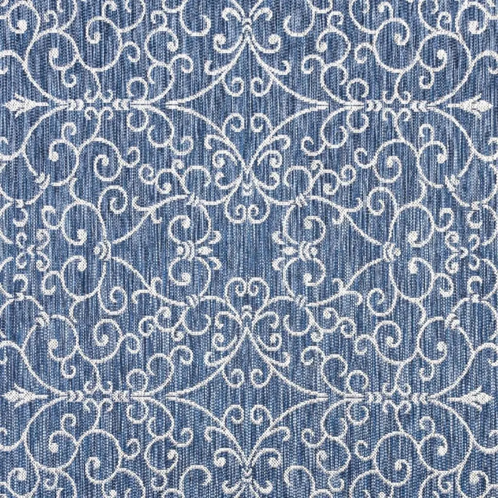 4' Navy Blue And Gray Square Medallion Indoor Outdoor Area Rug Homeroots Outdoor