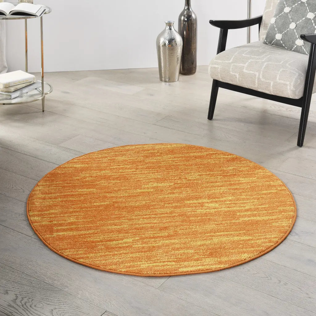 4' Orange Round Indoor Outdoor Area Rug - GreatEagleInc